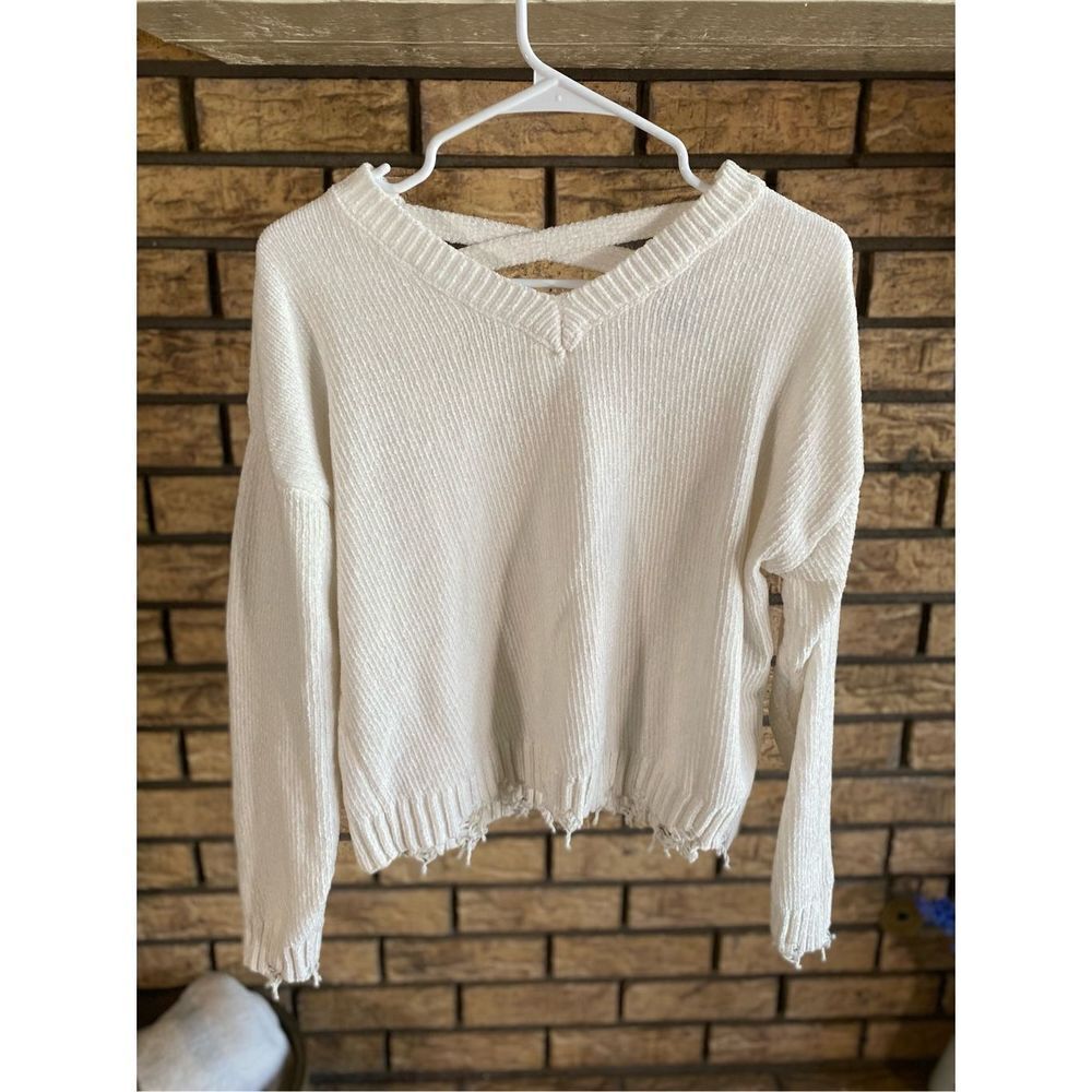 Blush & Bloom Sweater With Distressed Edges